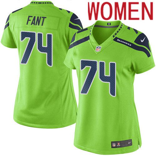 Women Seattle Seahawks #74 George Fant Nike Neon Green Game NFL Jersey->women nfl jersey->Women Jersey